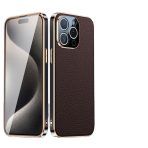 LuxeShield Gold Frame Leather Case for iPhone 15 / 16 / 17 Series - Image 2