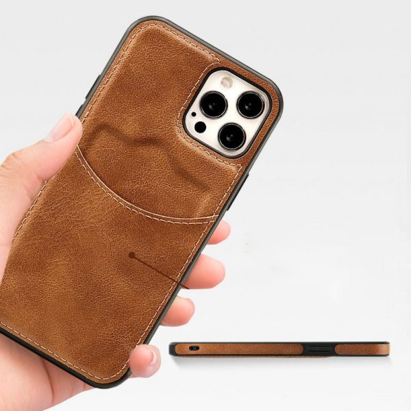 Vintage Leather Card Holder Case for iPhone 15 / 16 / 17 Series