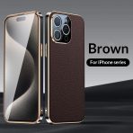 LuxeShield Gold Frame Leather Case for iPhone 15 / 16 / 17 Series - Image 3