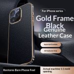 LuxeShield Gold Frame Leather Case for iPhone 15 / 16 / 17 Series - Image 7