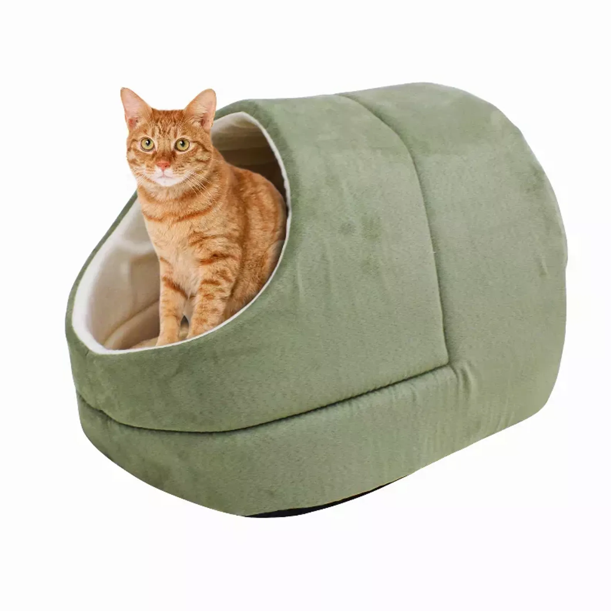 GOOPAWS Covered Cat Cave Bed — Faux Suede, Washable