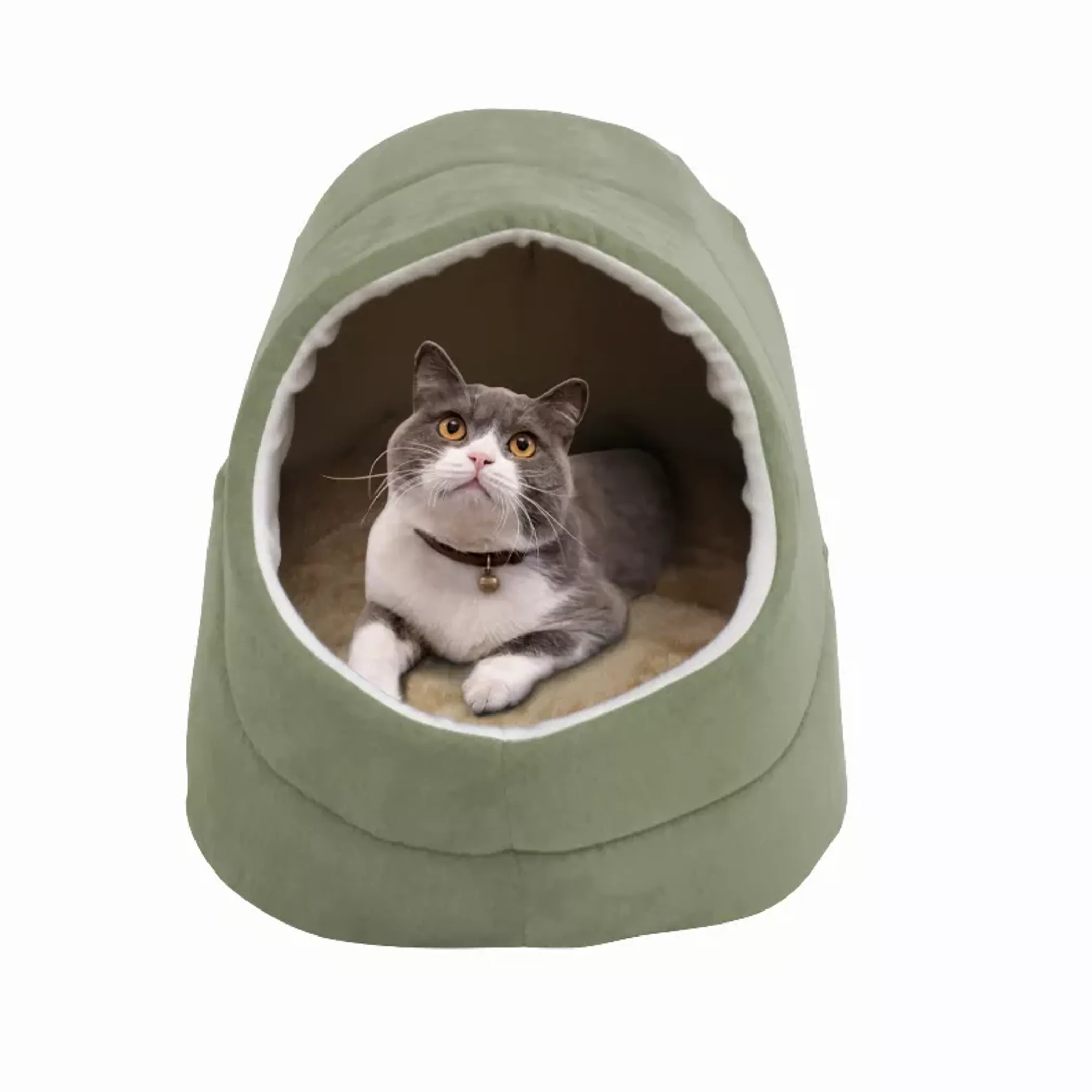 GOOPAWS Covered Cat Cave Bed — Faux Suede, Washable - Image 3