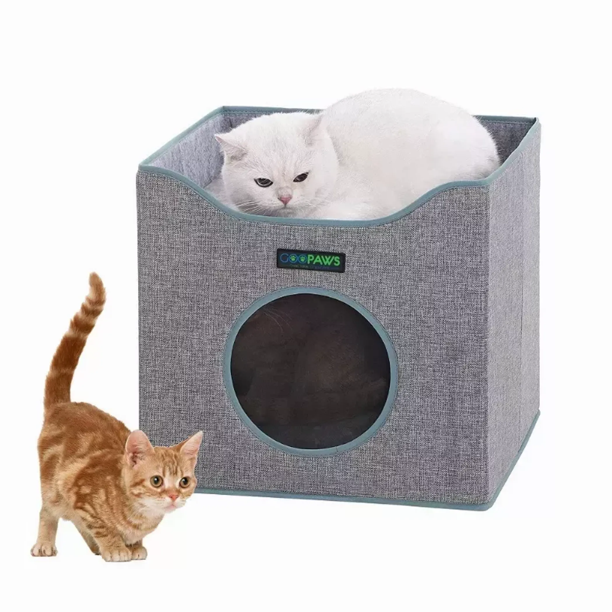 JESPET Foldable Cat Cube House with Reversible Cushions