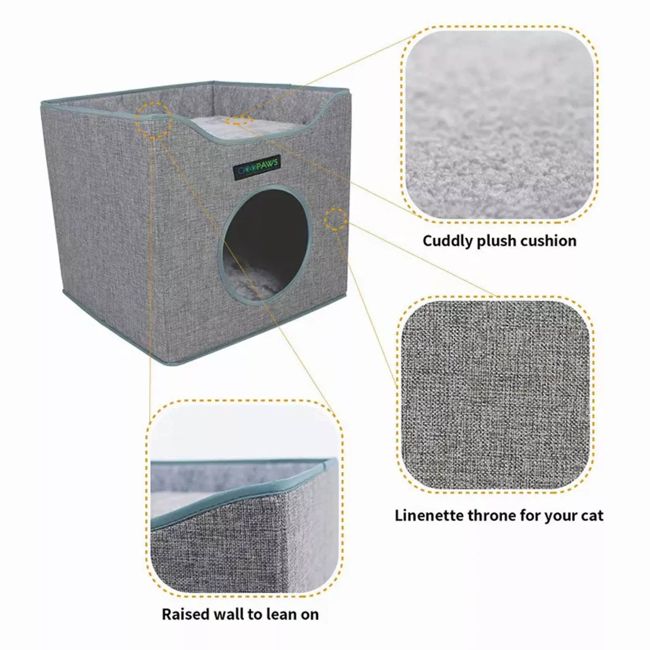JESPET Foldable Cat Cube House with Reversible Cushions - Image 3