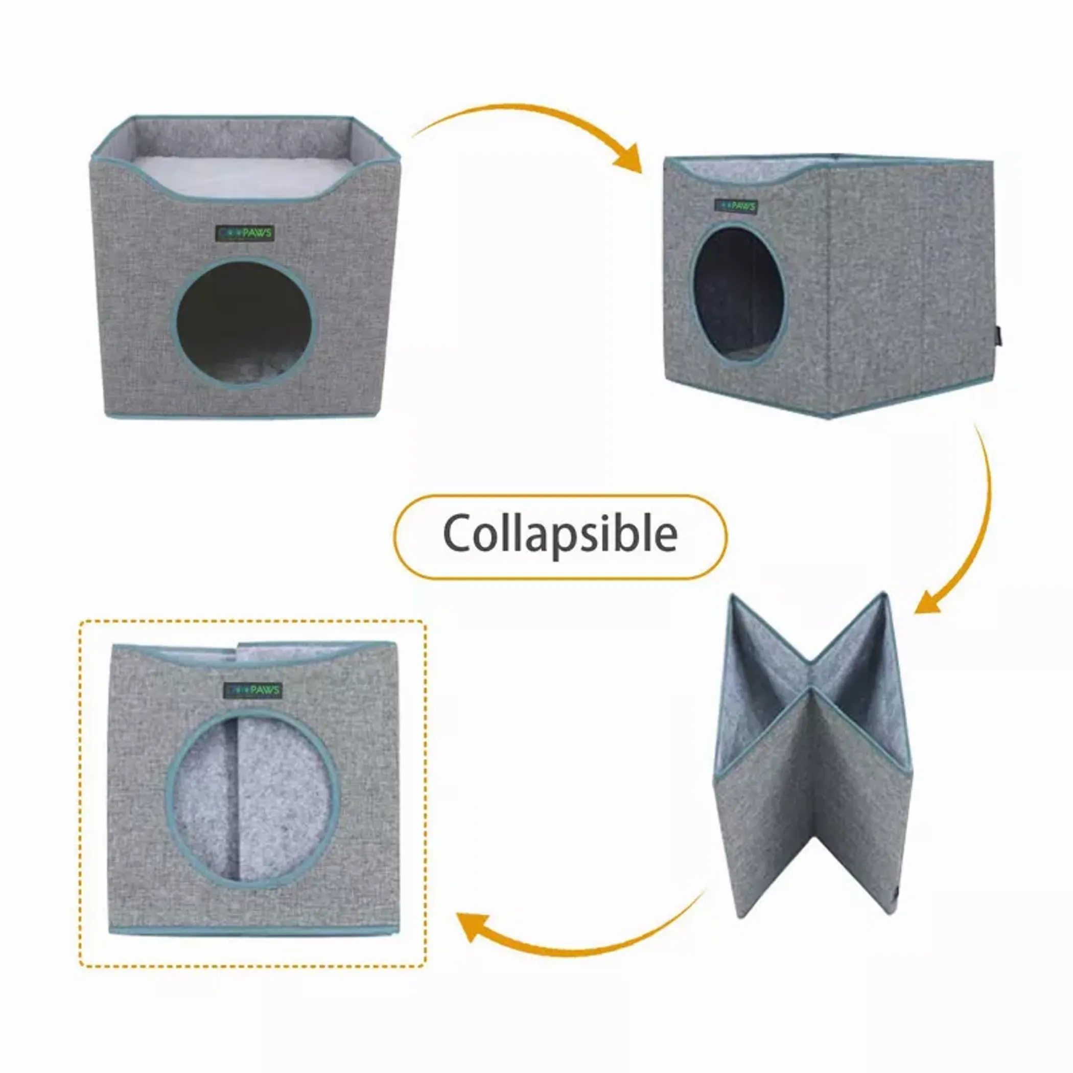 JESPET Foldable Cat Cube House with Reversible Cushions - Image 5