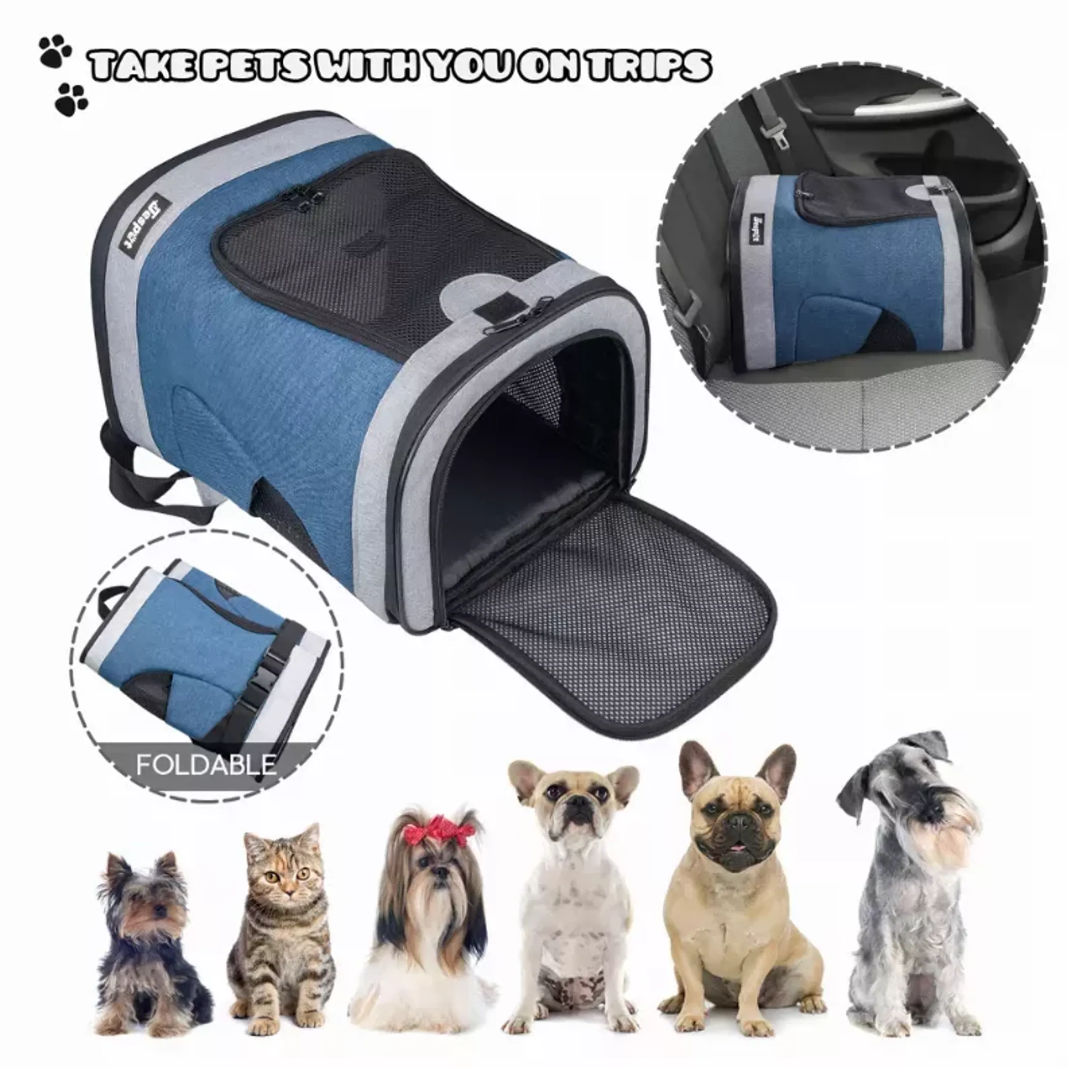 JESPET Soft Dog Backpack Carrier — Mesh Panels, Padded Strap - Image 2