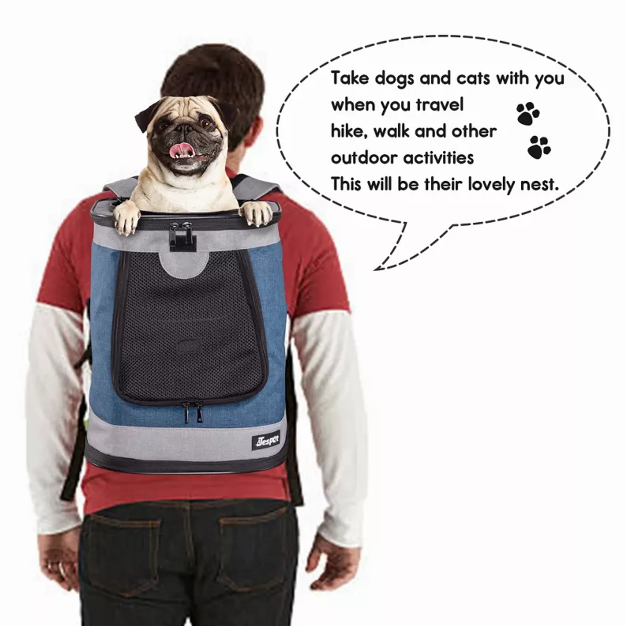 JESPET Soft Dog Backpack Carrier — Mesh Panels, Padded Strap - Image 3
