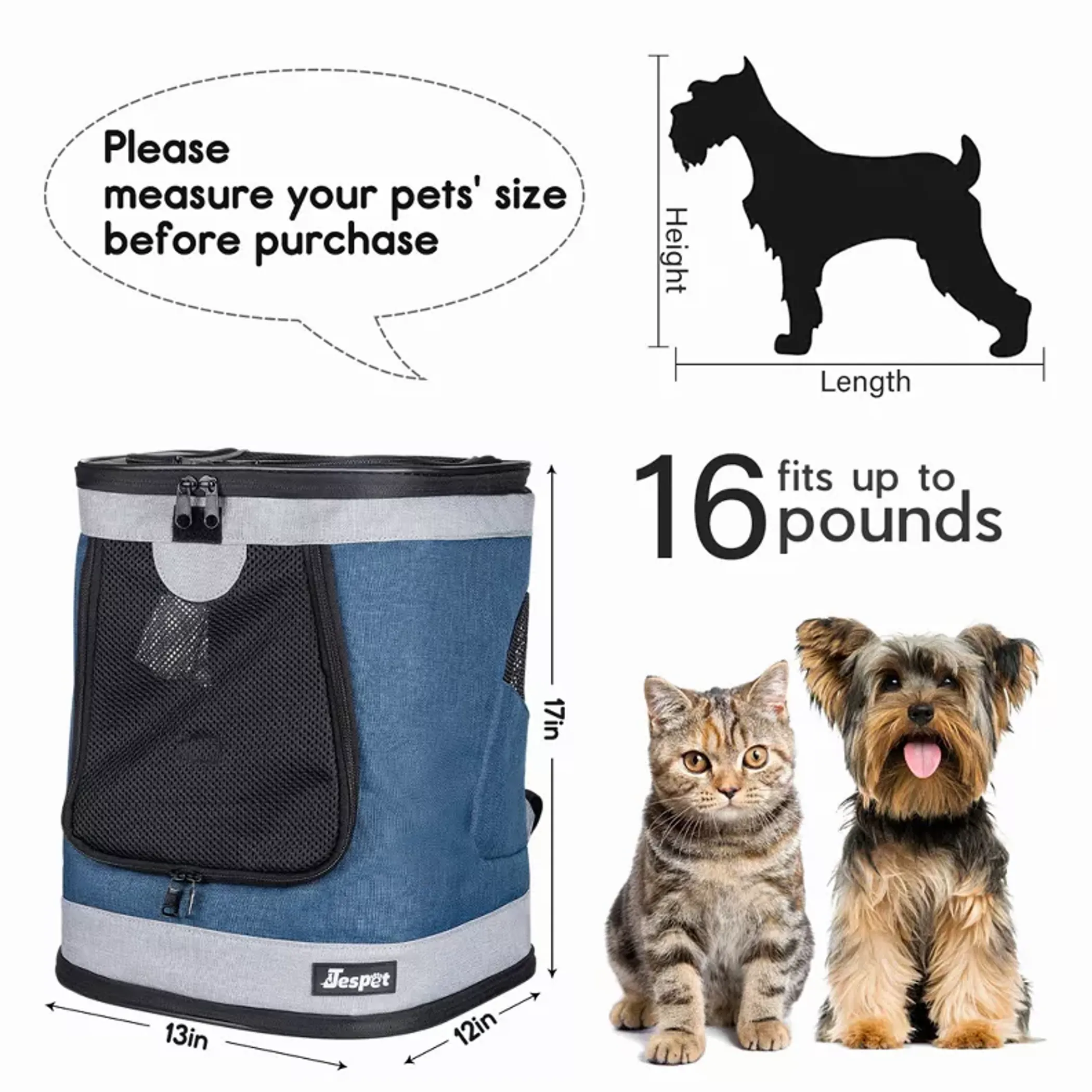 JESPET Soft Dog Backpack Carrier — Mesh Panels, Padded Strap - Image 4