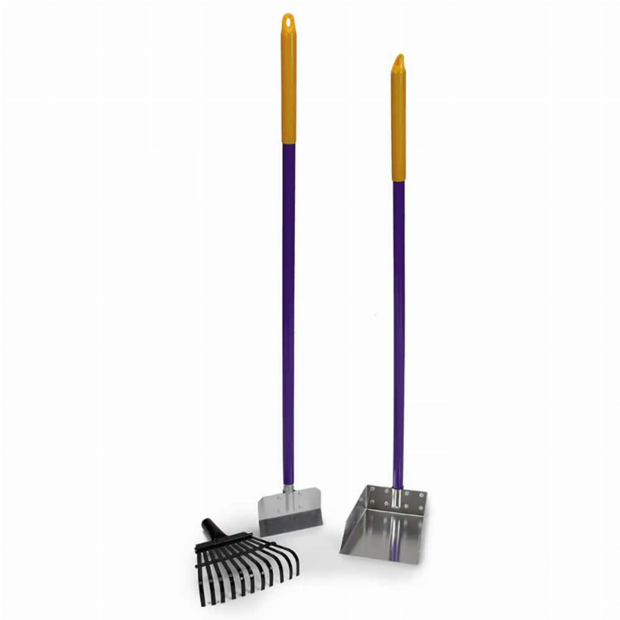 Three-Piece Dog Waste Removal Set — Rake, Spade and Pan