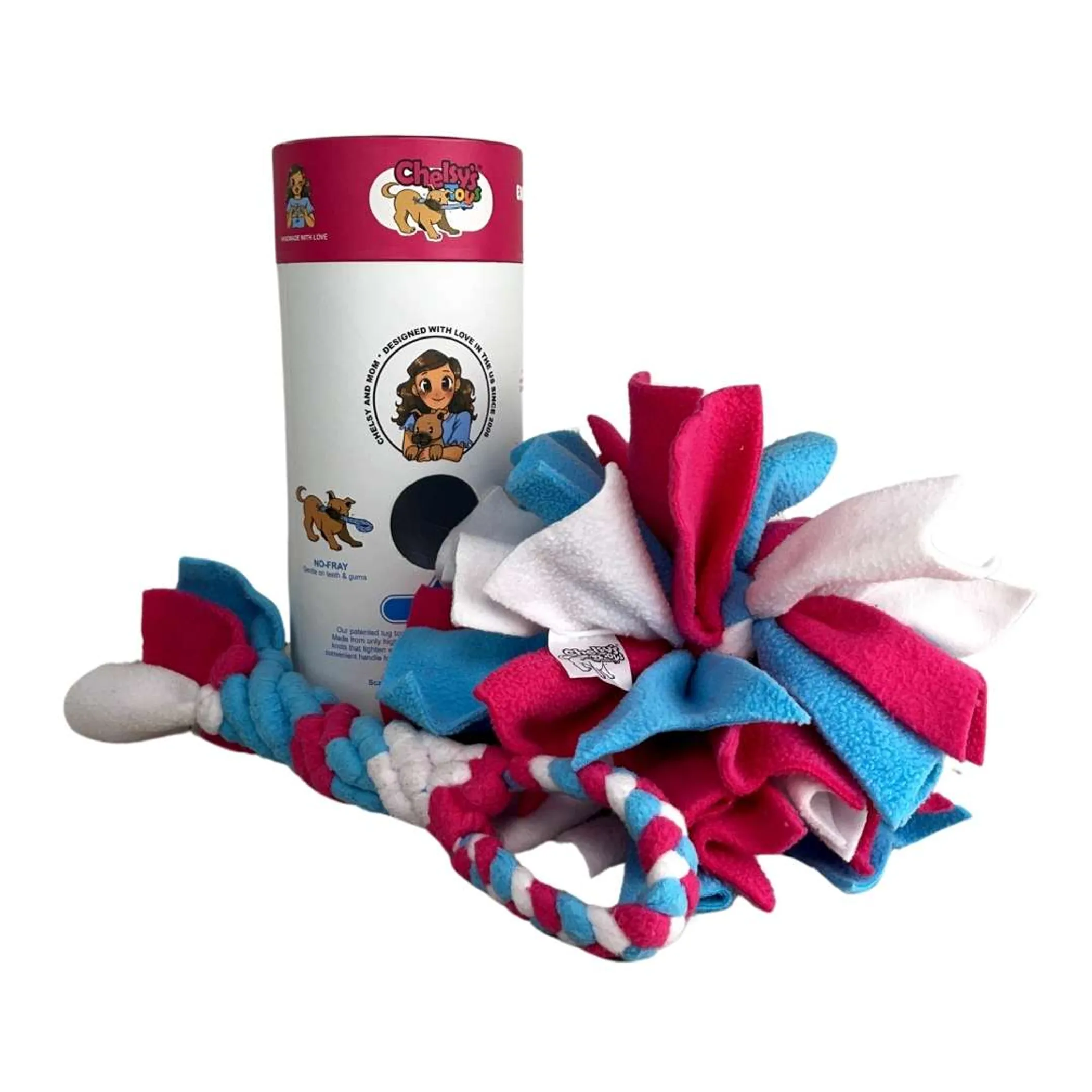 3-in-1 Dog Enrichment Tube — Tug, Treat Puzzle, Snuffle
