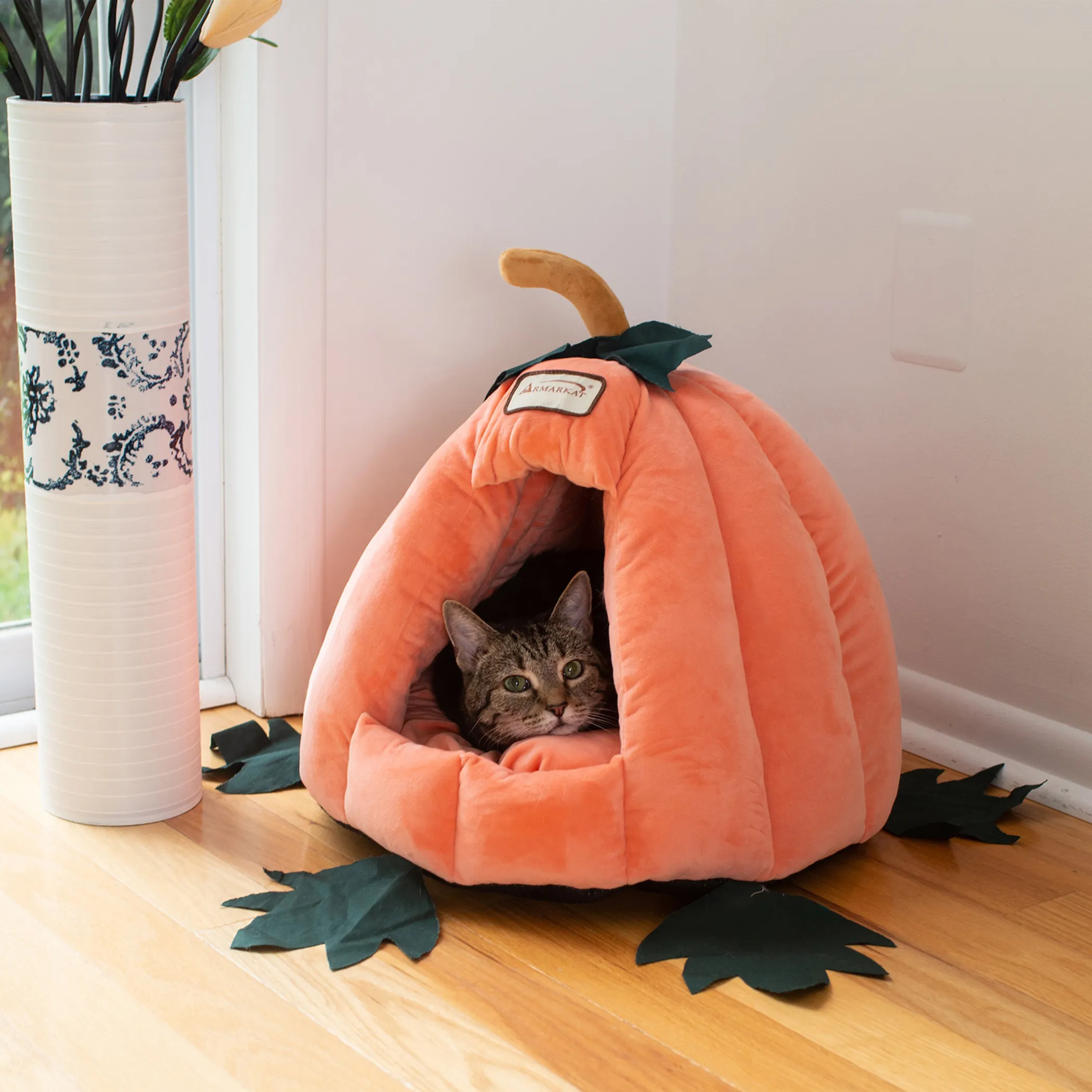 Armarkat Pumpkin Cat Bed — Covered, Velvet, Washable Mat - Image 3