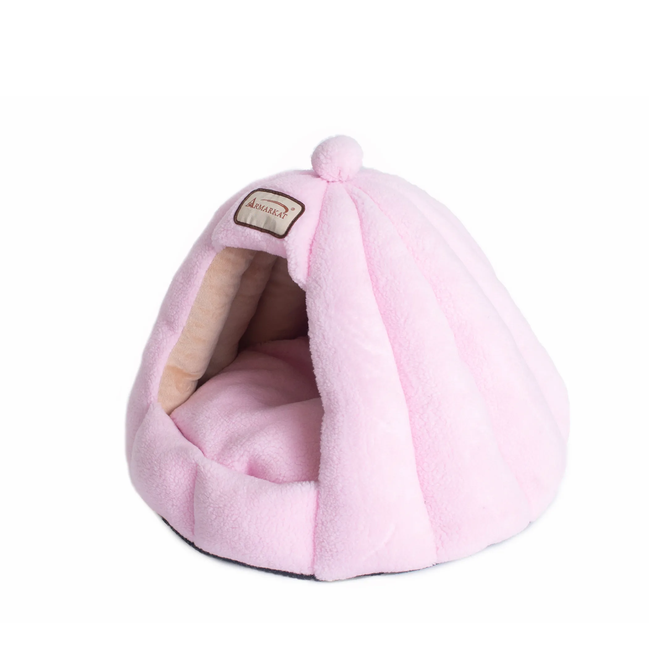 Armarkat Gumdrop Cave Cat Bed — Faux Fleece, Soft Pink - Image 2