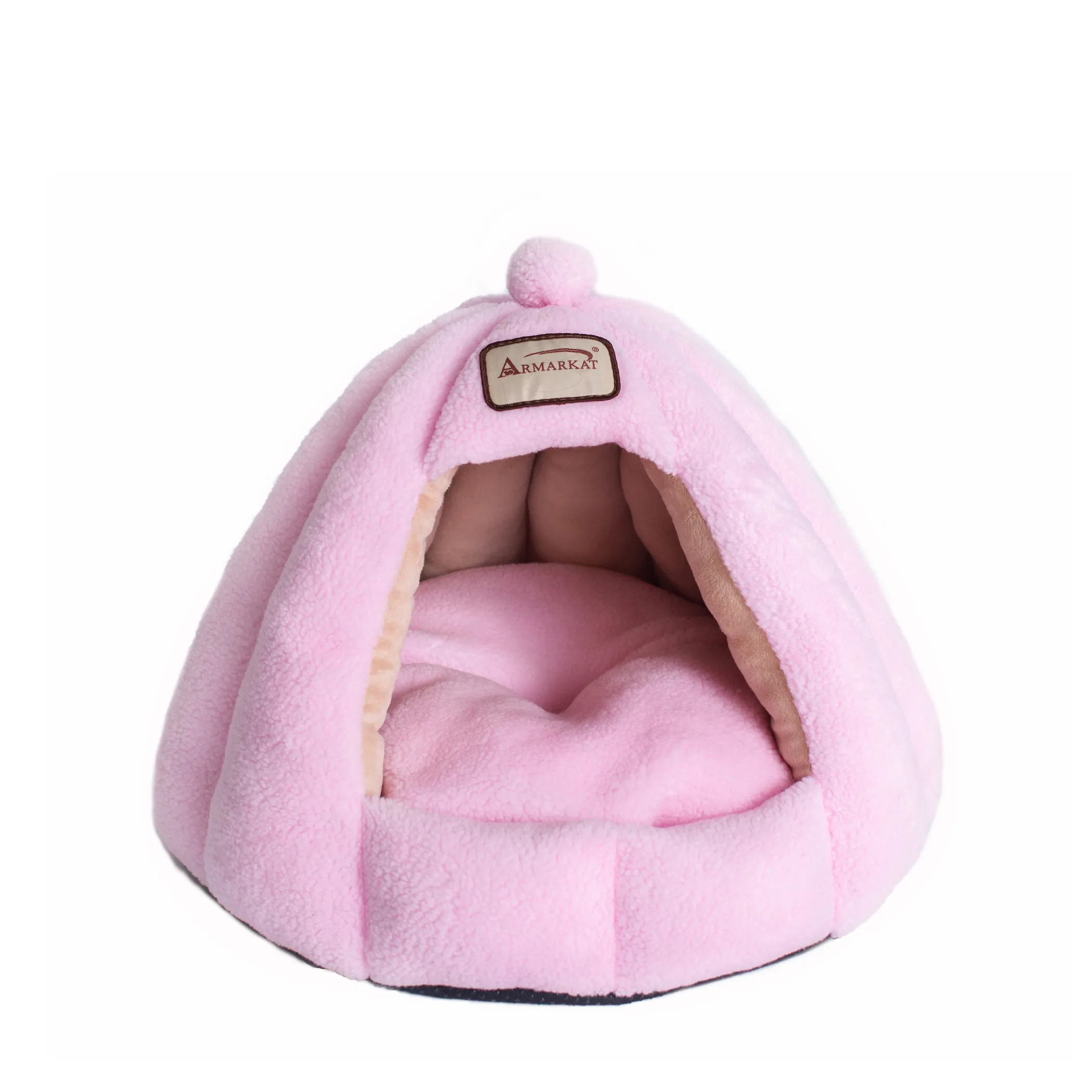 Armarkat Gumdrop Cave Cat Bed — Faux Fleece, Soft Pink - Image 5