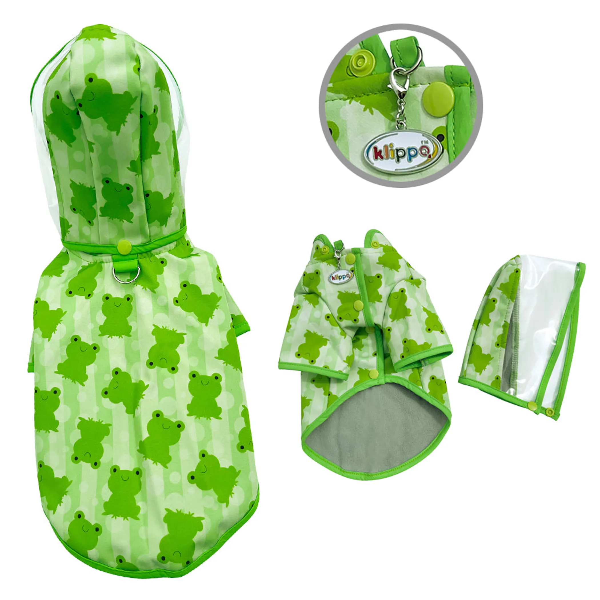 Klippo Clear-View Froggy Dog Raincoat — Fleece Lined, Hood - Image 2