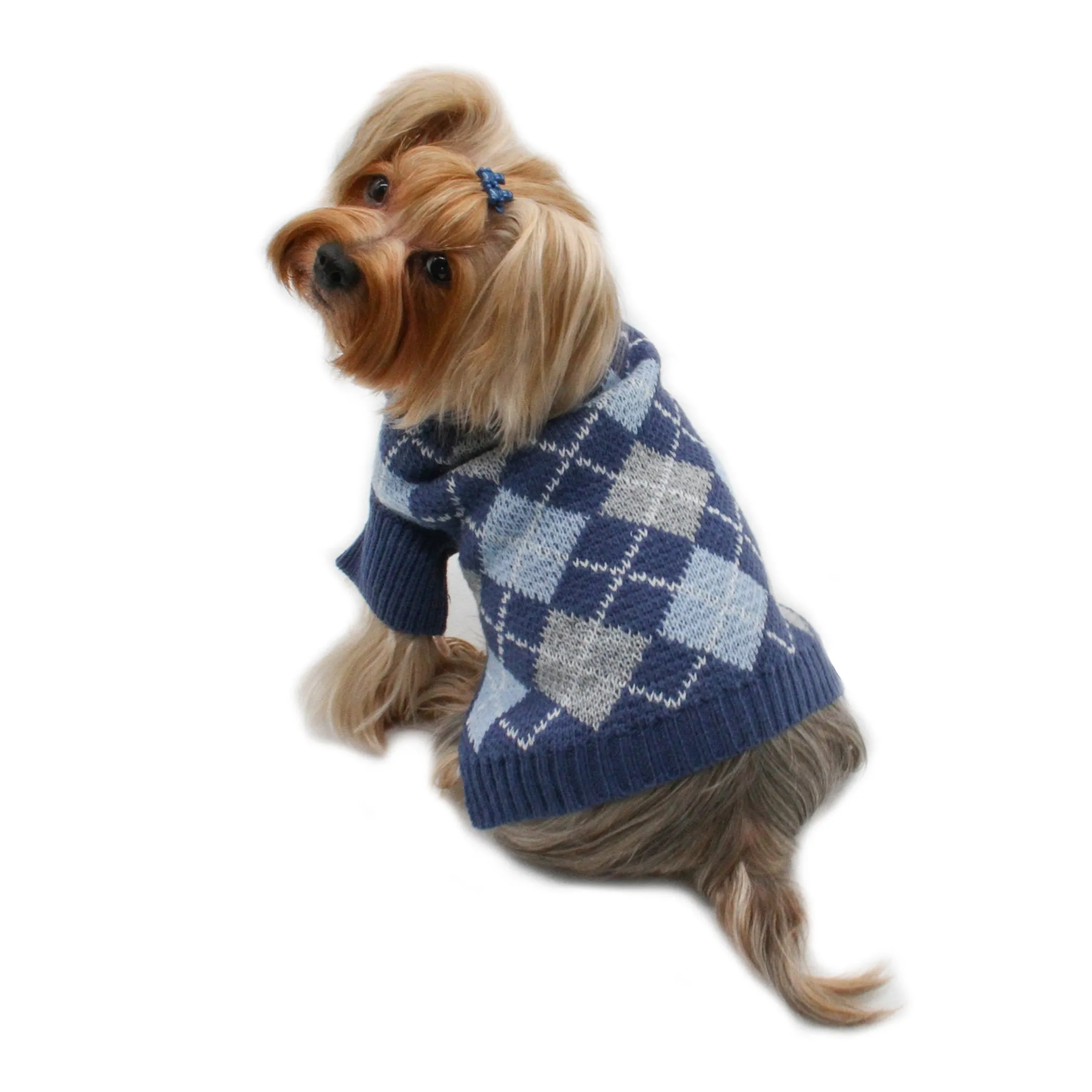 Klippo Argyle Turtleneck Dog Sweater — Soft Acrylic, XS–XL