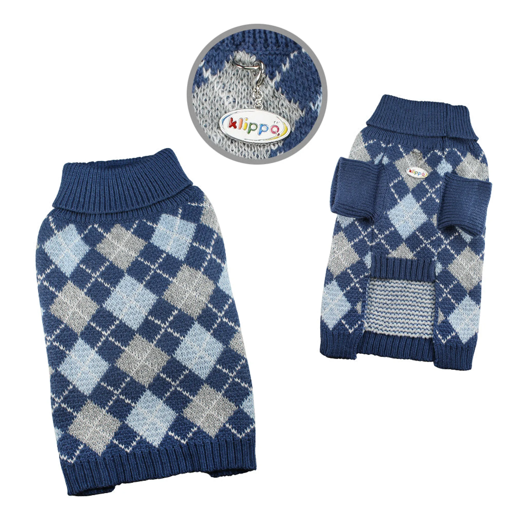 Klippo Argyle Turtleneck Dog Sweater — Soft Acrylic, XS–XL - Image 2