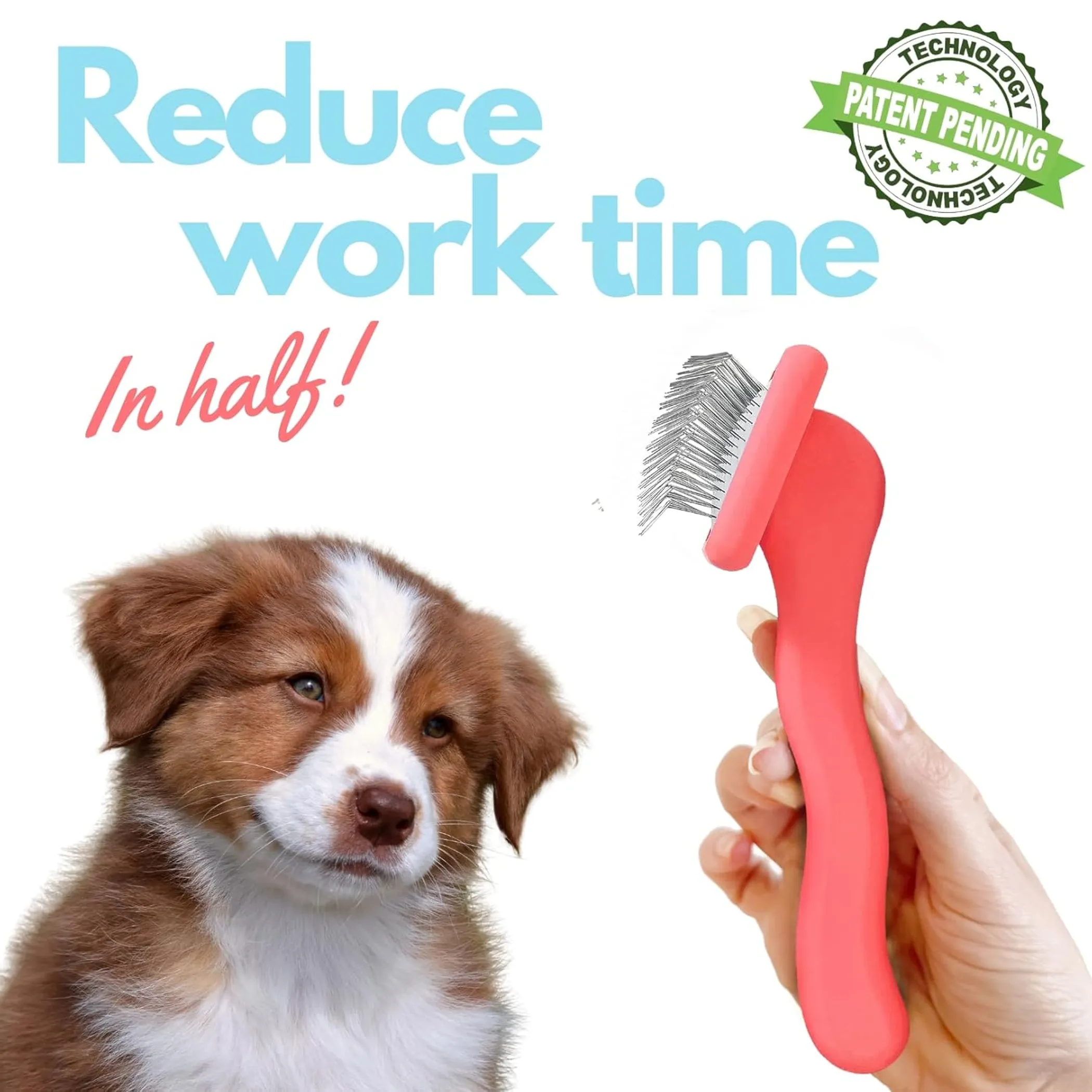Flat Slicker Brush, Small — Coral, for Cats and Small Dogs - Image 2