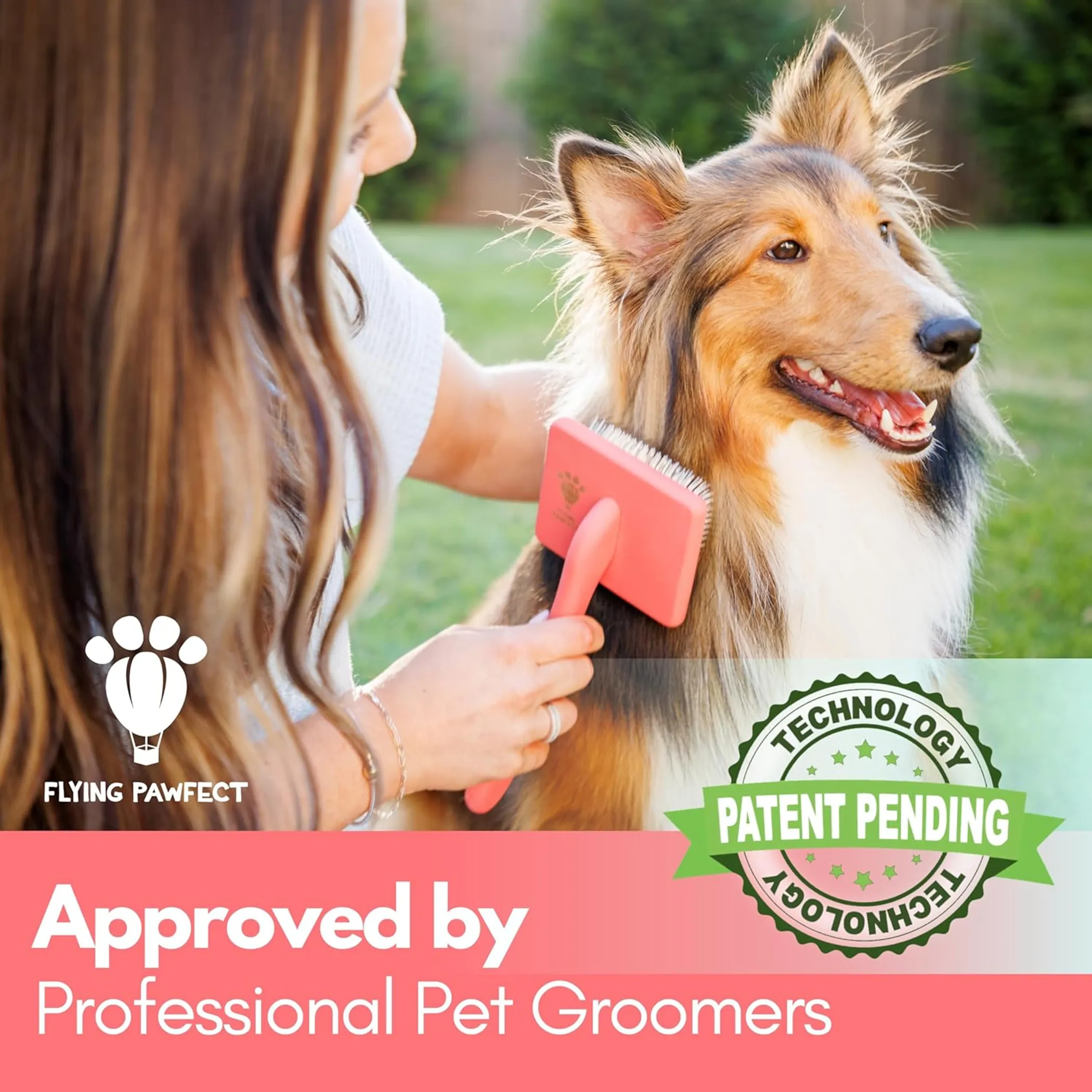 Flat Slicker Brush, Small — Coral, for Cats and Small Dogs - Image 3