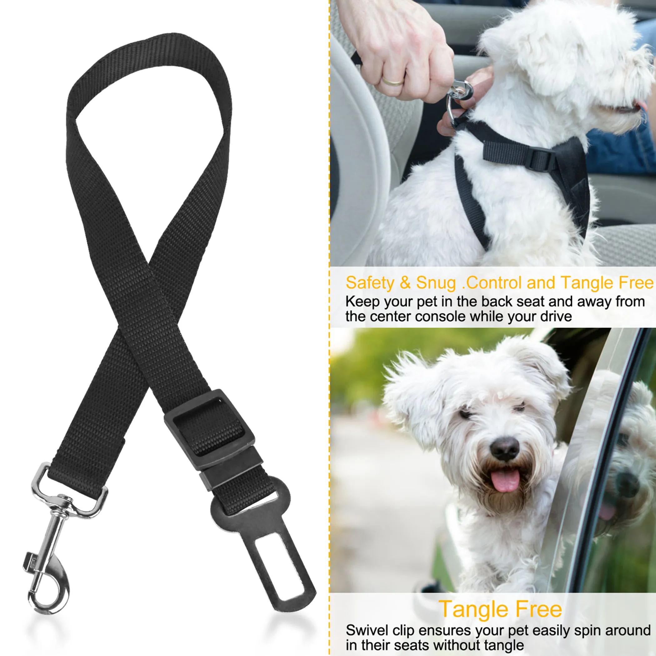 Adjustable Dog Car Seat Belt Tether — 2 Pack - Image 5
