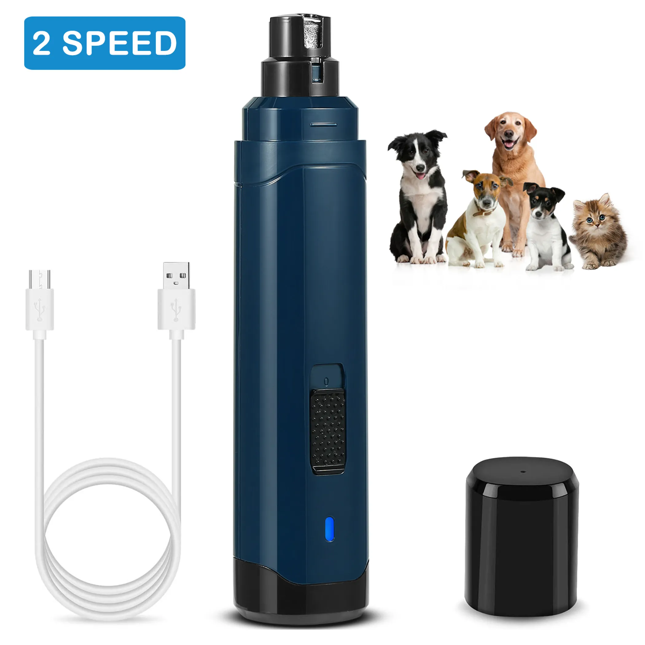 Quiet Rechargeable Pet Nail Grinder — 2 Speeds, USB Charging - Image 2