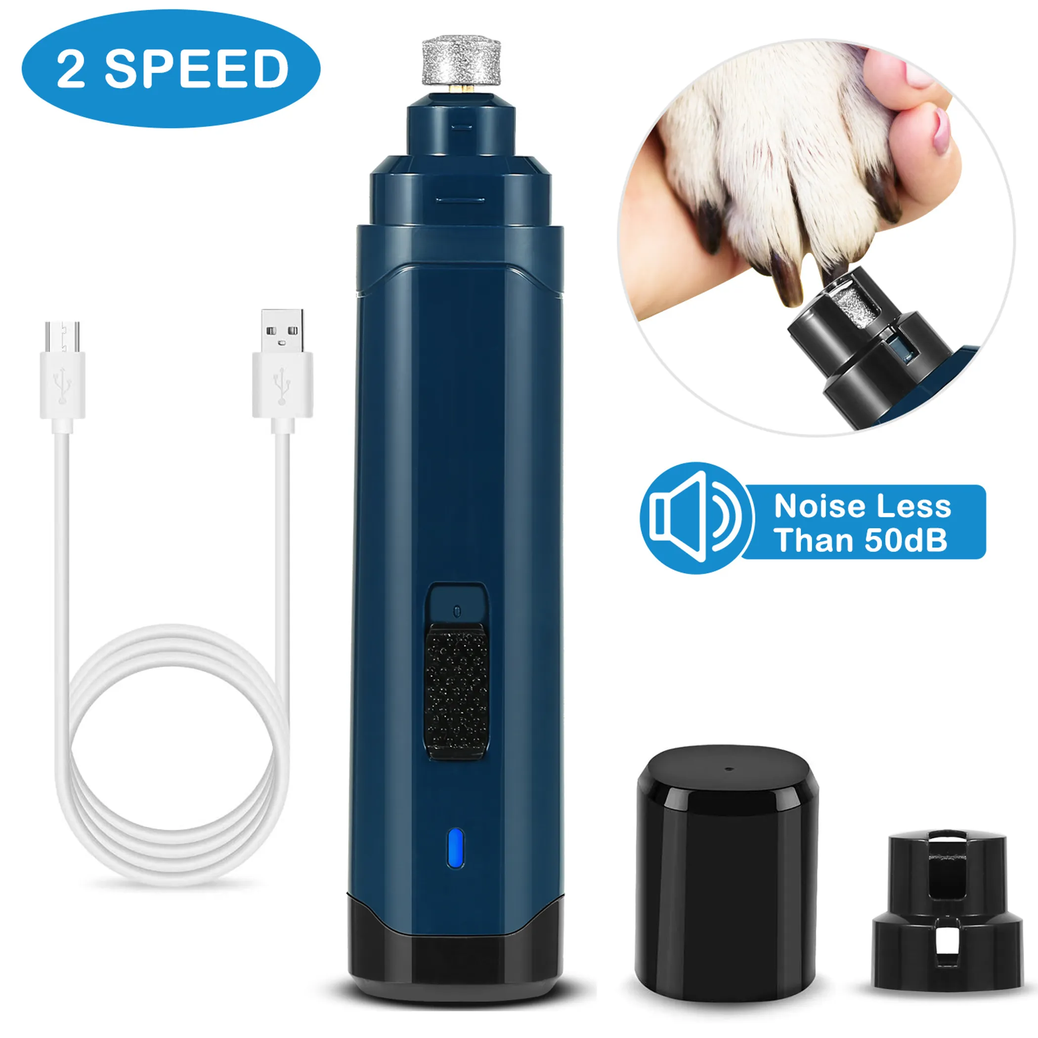 Quiet Rechargeable Pet Nail Grinder — 2 Speeds, USB Charging - Image 3