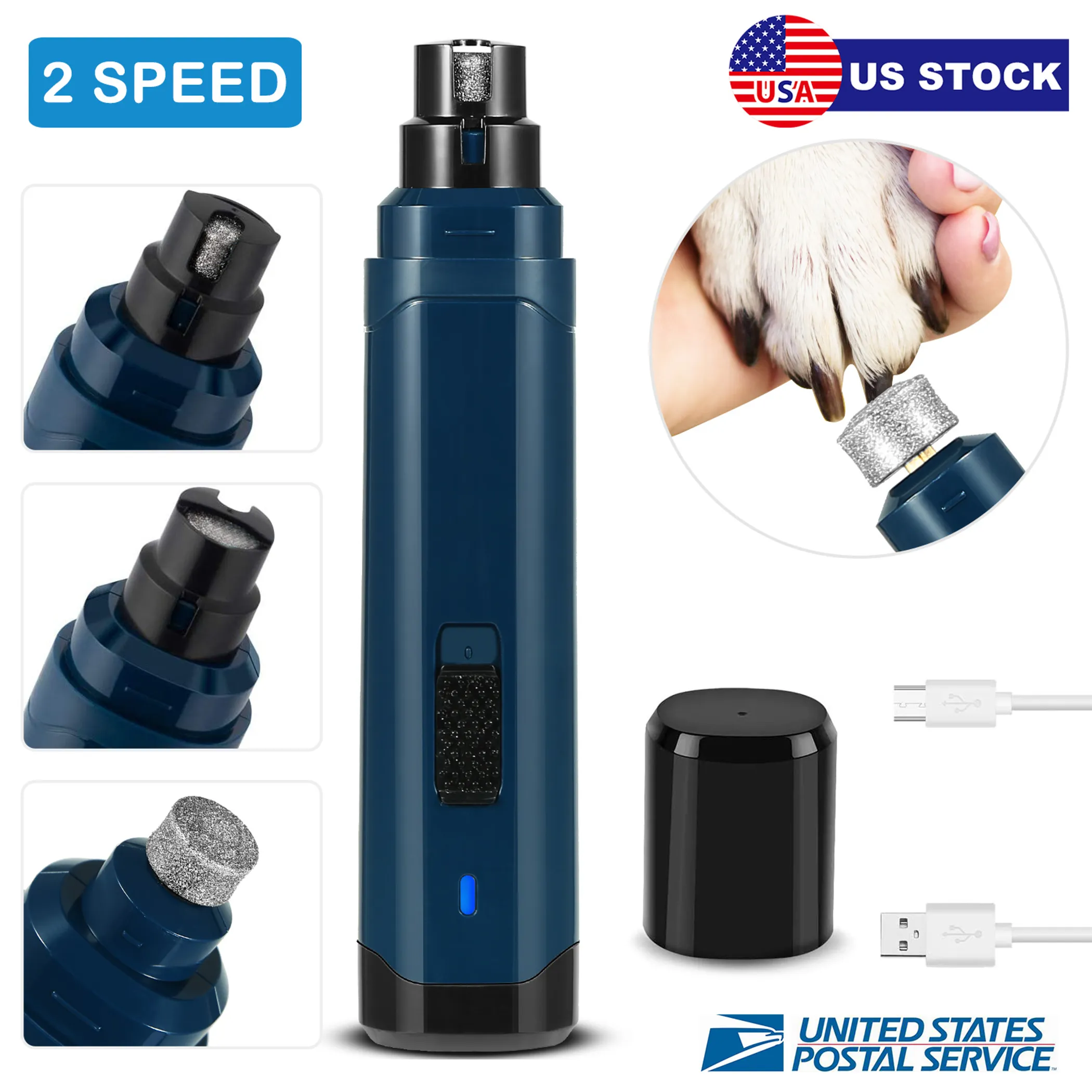 Quiet Rechargeable Pet Nail Grinder — 2 Speeds, USB Charging - Image 5