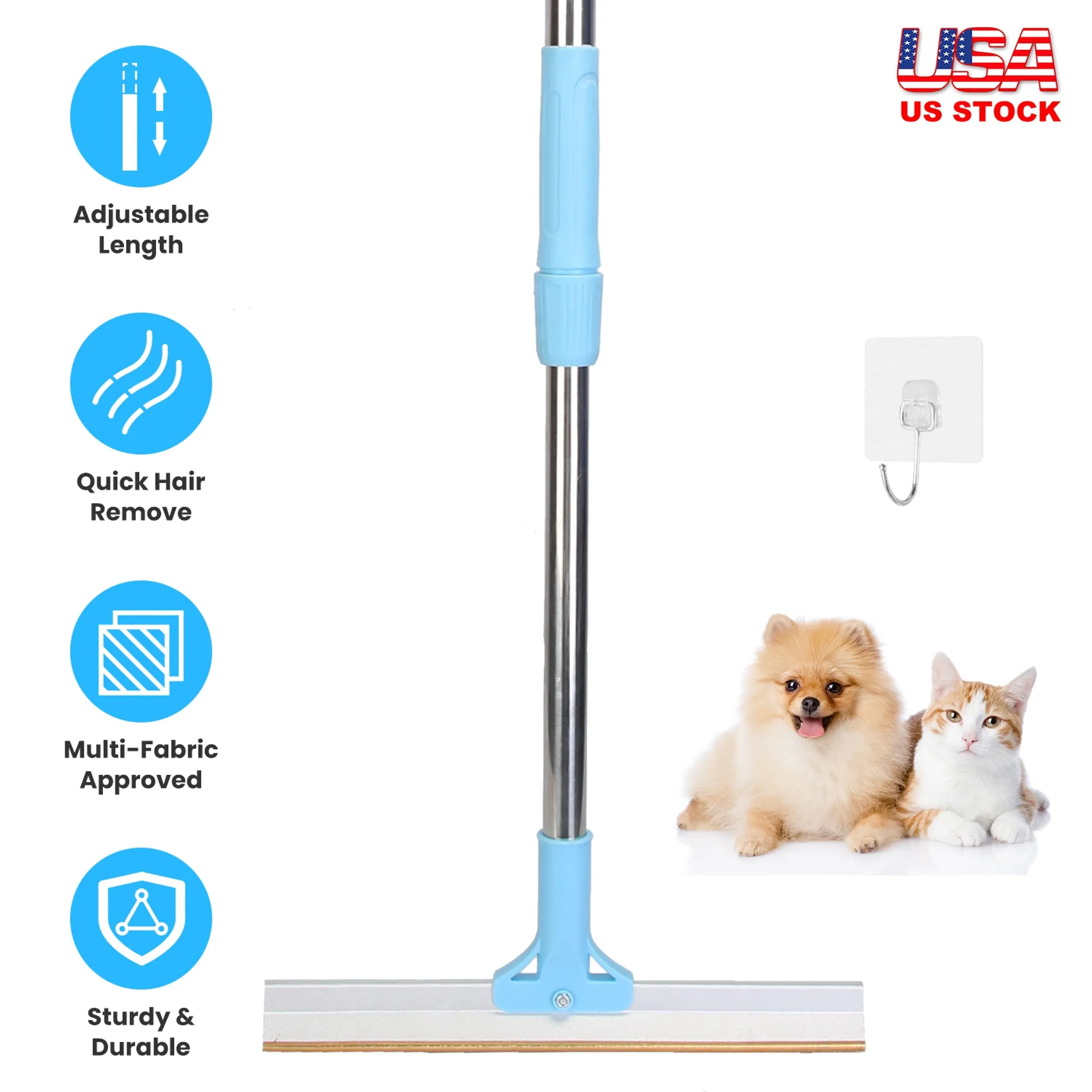 Telescopic Pet Hair Removal Rake for Carpets, Rugs & Car Seats - Image 2