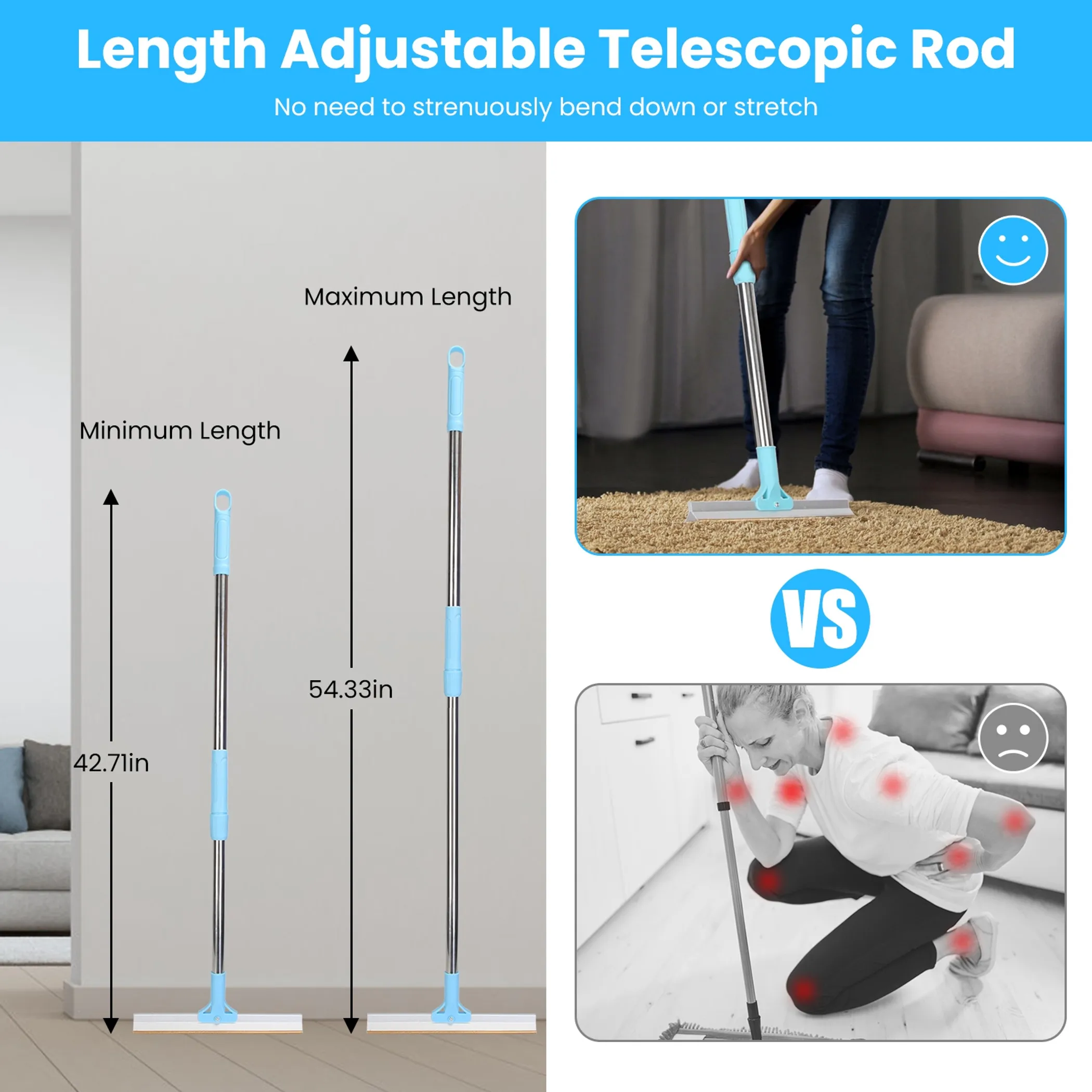 Telescopic Pet Hair Removal Rake for Carpets, Rugs & Car Seats - Image 5