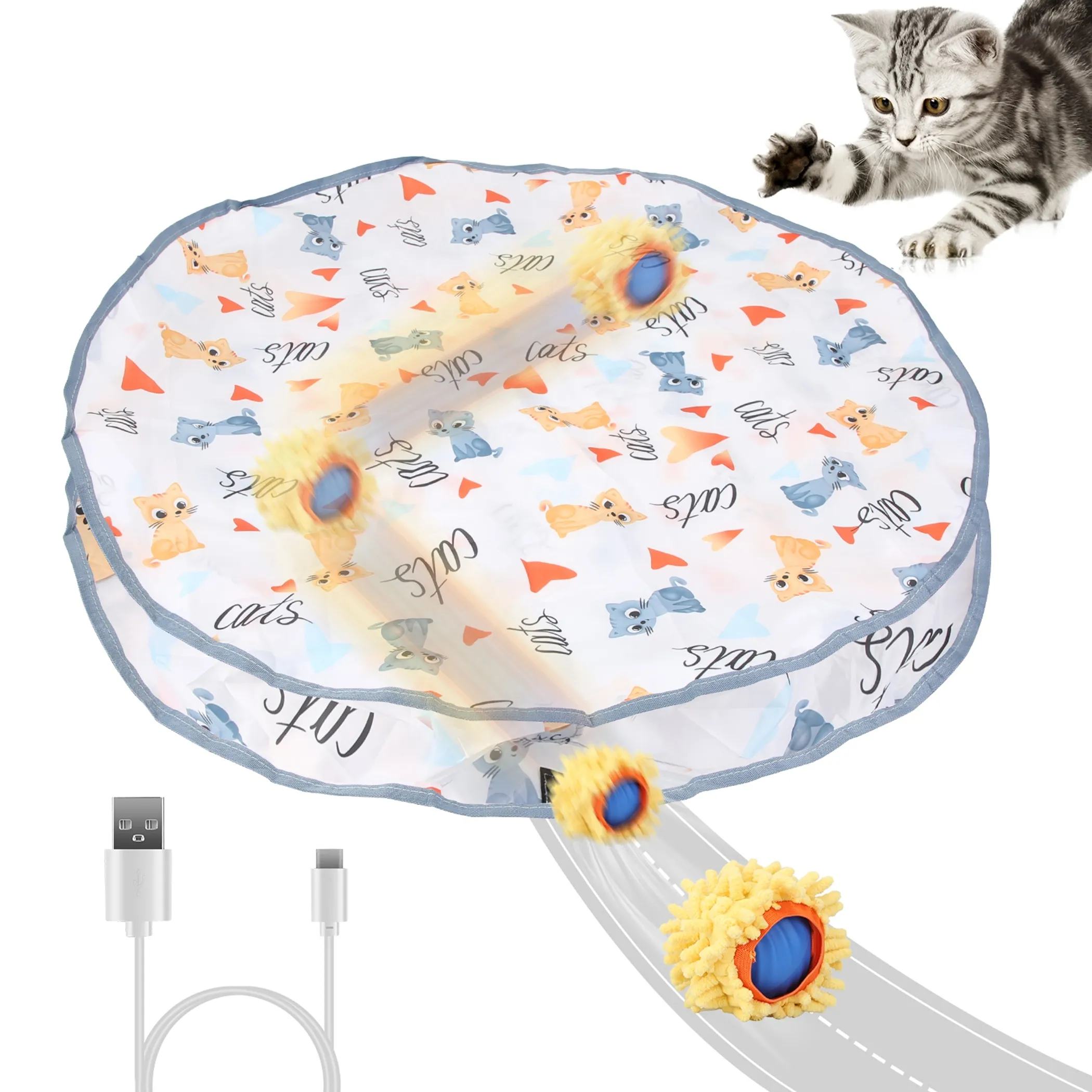 Motion-Activated Rolling Cat Toy Ball — Rechargeable, 2 Play Modes