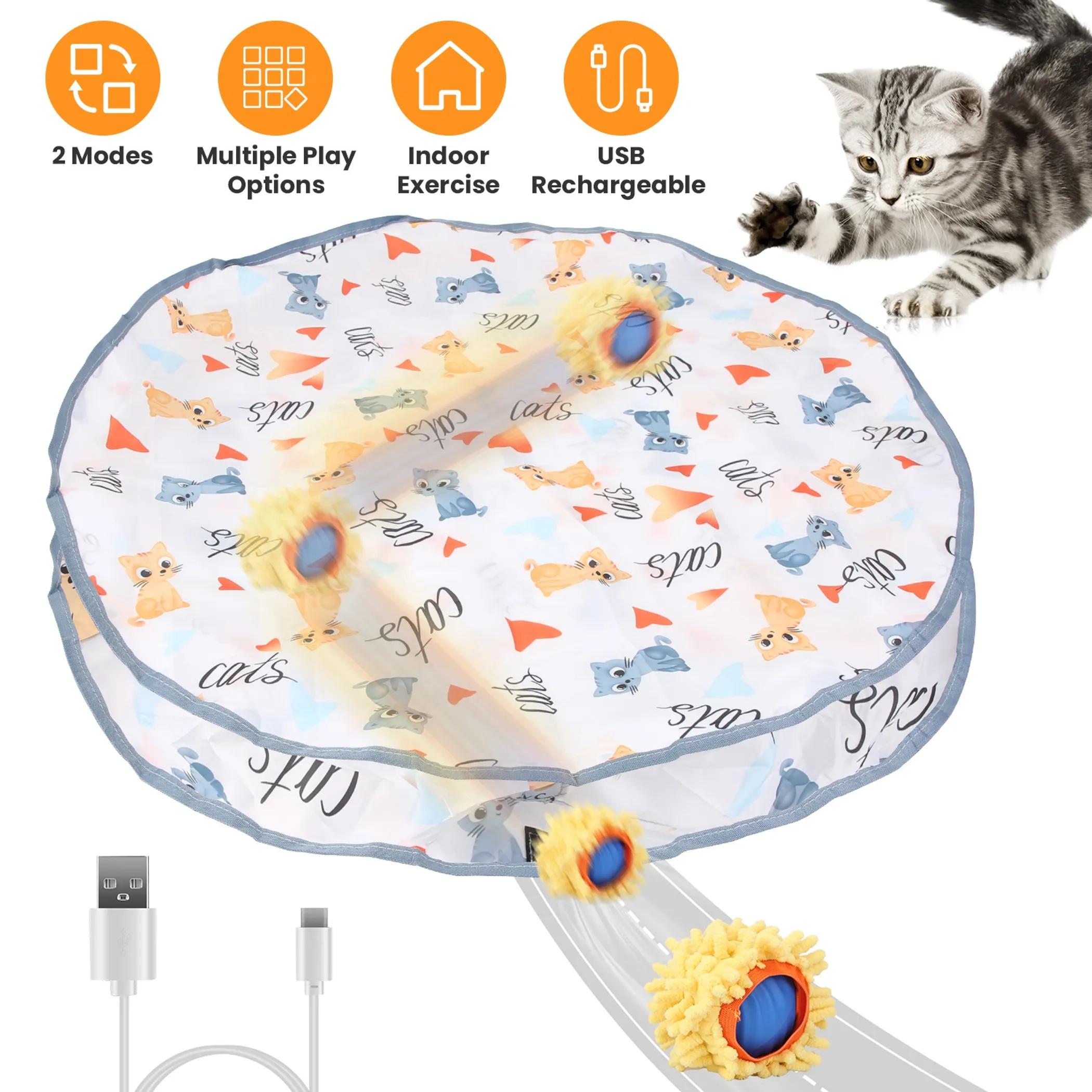 Motion-Activated Rolling Cat Toy Ball — Rechargeable, 2 Play Modes - Image 2