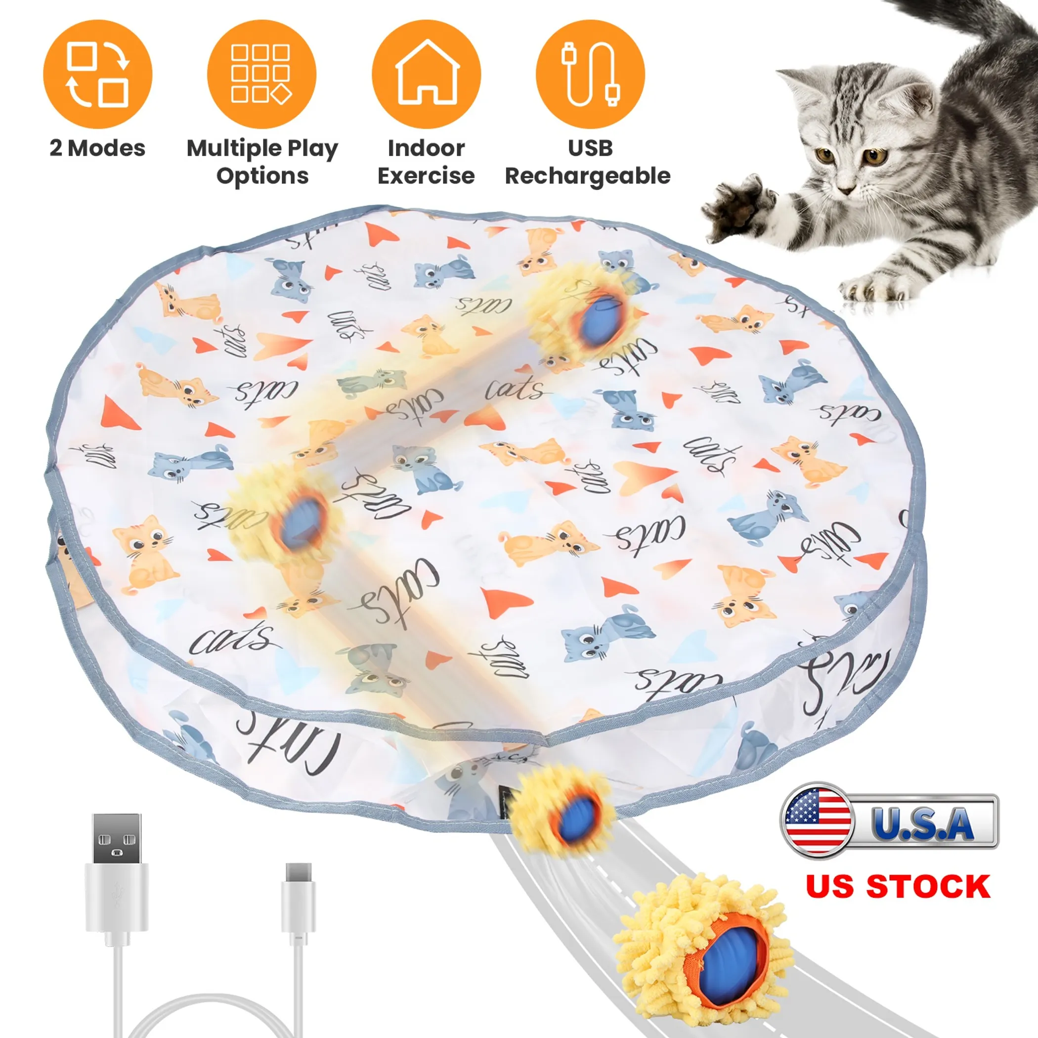 Motion-Activated Rolling Cat Toy Ball — Rechargeable, 2 Play Modes - Image 4