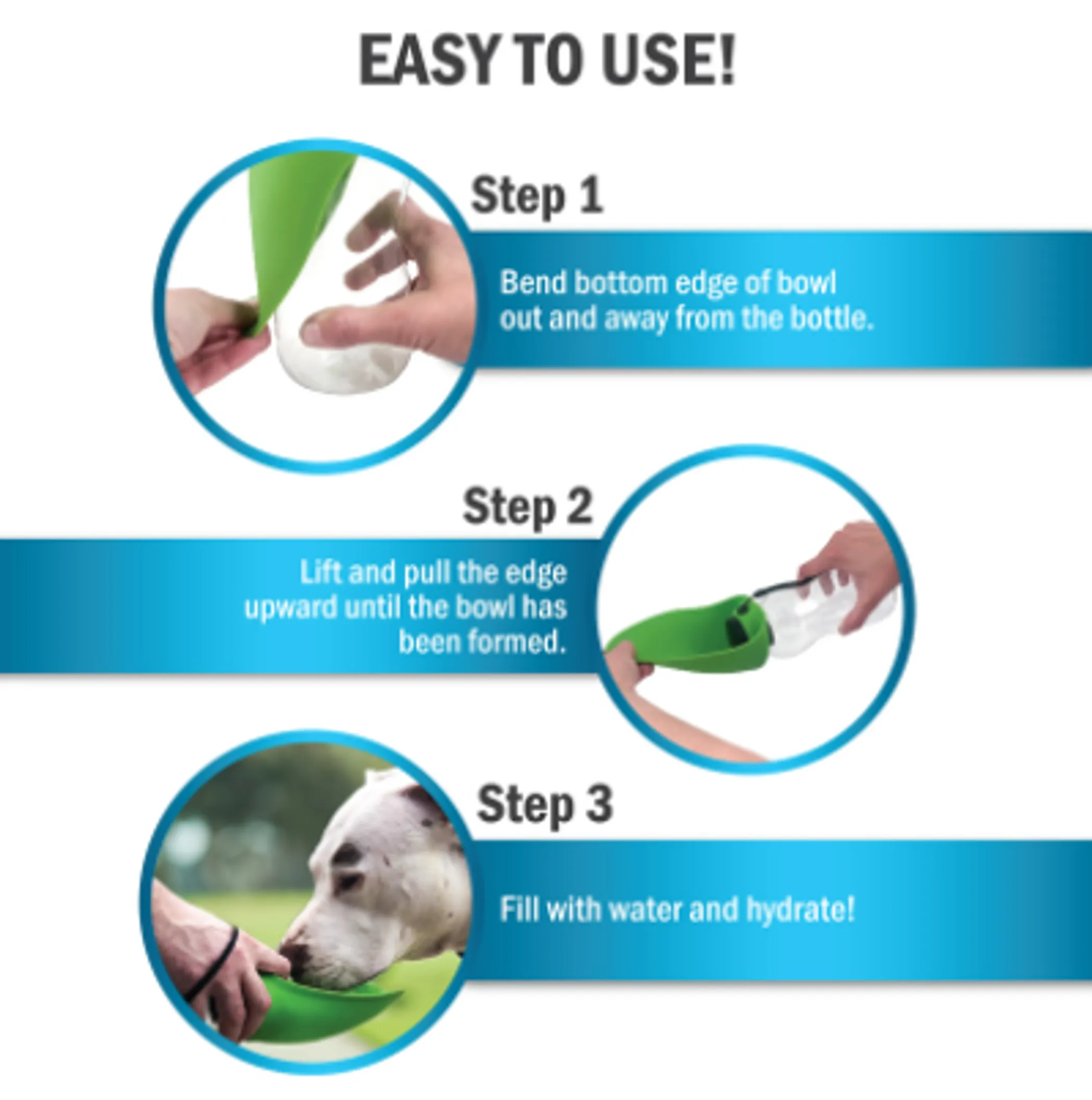 Flipo Fold-A-Bowl Dog Water Bottle with Fold-Out Bowl — 26 oz - Image 2